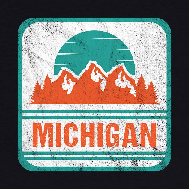 Retro Vintage Michigan USA Mountain Gift for Men by JKFDesigns